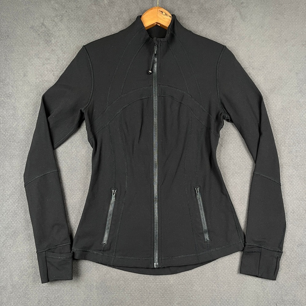 Lululemon Define Jacket Womens 6 Black Luon Full Zip Thumbholes Mock Neck Yoga